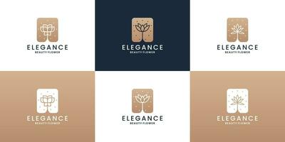 luxury logo branding collection with flower element vector