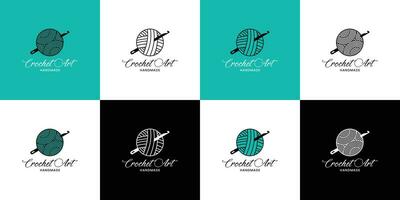 crochet art logo design collection vector