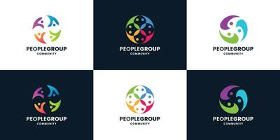 set of family logo design. community logo group symbol collection vector