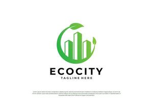 Green city logo design. Environmentally friendly building logo concept. vector
