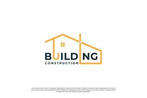 Building house structure logo design with typography art vector. vector