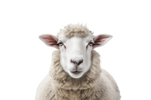 AI generated White fluffy sheep farm portrait isolated on a transparent background. png