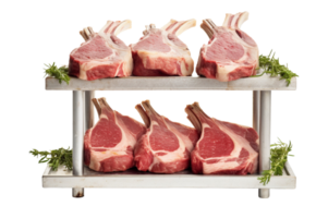 AI generated Raw racks of lamb isolated on a transparent background. png