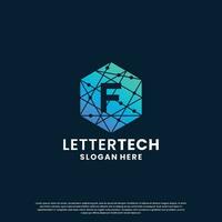 modern letter F logo design with gradient color for technology and science business company. vector