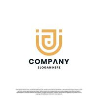 creative letter J monogram logo design combination with shield vector