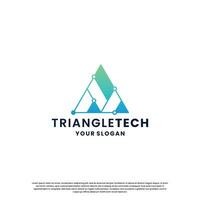 abstract logo for technology. triangle shape and connection circuit concept vector