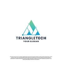 abstract logo for technology. triangle shape and connection circuit concept vector