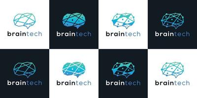 creative brain tech logo design smart technology modern collections vector