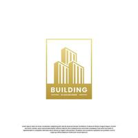 minimalista edificio logo diseño combinar casa con rascacielos vector