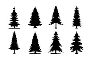 pine tree silhouette logo, icon set, symbol collection. vector