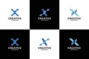 conjunto de creativo inicial letra X logo diseño. vector