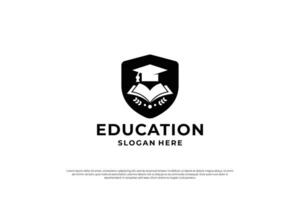 Education shield combination logo design. vector