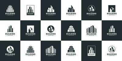 conjunto de edificio logo colección para tu negocio vector