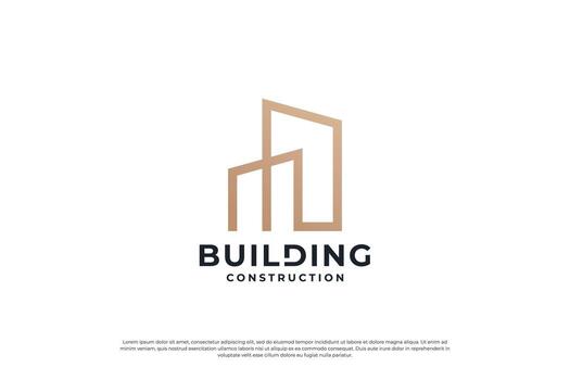 building architecture with line art logo design template. vector