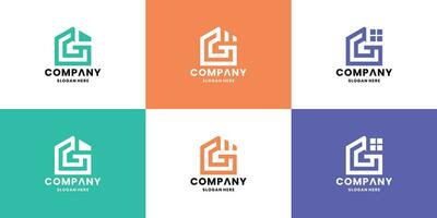 set of modern letter G house monogram logo vector collection