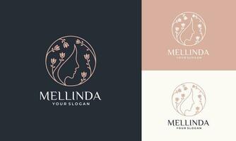 creative Beauty feminine salon logo with flower combination vector