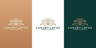 elegancia loto logo diseño para tu spa, yoga, complejo, salón vector