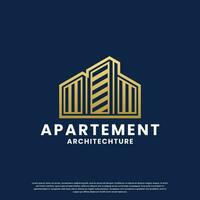 minimalist building logo design combine house with skyscraper vector