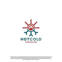 hot and cold logo design for temperature. snow and flame icon combination vector