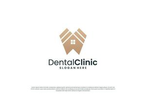 luxury dental clinic logo design with golden color. vector