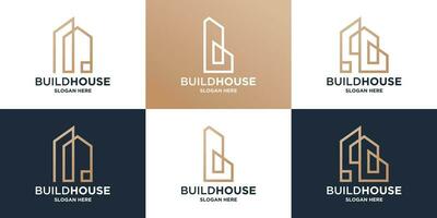 hogar edificio logo diseño recopilación. construir casa logo diseño para tu negocio. vector