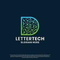 creative letter D tech, science, lab, data computing logo design for your business identity vector