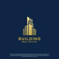 minimalist building logo design combine house with skyscraper vector