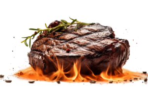 ai gegenereerd gegrild rundvlees steak geïsoleerd Aan een transparant achtergrond. png