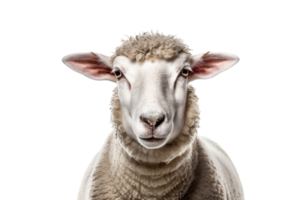 AI generated White fluffy sheep farm portrait isolated on a transparent background. png