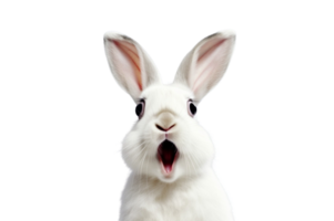 AI generated Happy white cute rabbit isolated on a transparent background. png