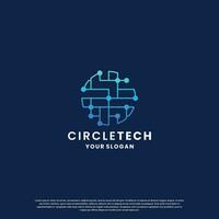 world technology logo design. abstract logo for technology. circle and circuit connection concept vector