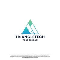 abstract logo for technology. triangle shape and connection circuit concept vector