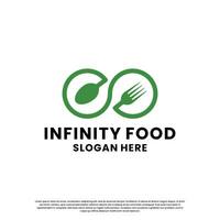 infinito comida logo diseño para restaurante negocio empresa vector