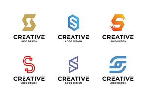 Set of creative letter S logo design template. vector