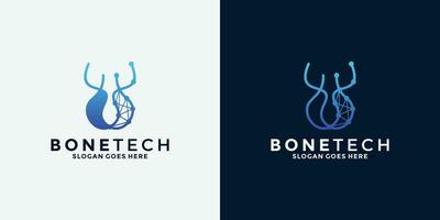 bone tech logo design for business technology that promotes bone health vector