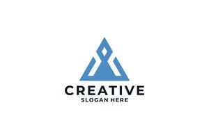 Creative Letter A logo design with creative triangle concept. vector