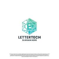 business letter E logo design for technology, lab, science, computing company vector