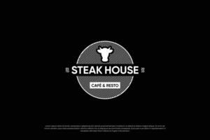 Retro steak house logo design. Steak emblem, steak restaurant label logo. vector