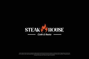 Steak house, barbecue and grill logo design. Retro label for restaurant. vector