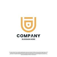 creative letter D monogram logo design combination with shield vector
