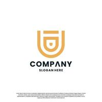 creative letter D monogram logo design combination with shield vector