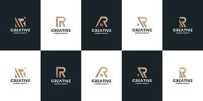 moderno letra r real inmuebles logo diseño recopilación. vector