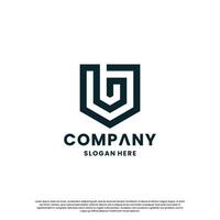 creative monogram letter B J with shield combination logo design template vector