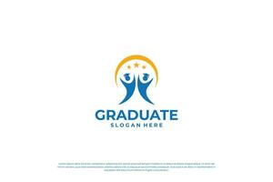 Creative student graduation logo design template. Education logo with abstract human logo concept. vector