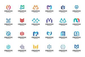 Set of collection letter M logo design templates. Abstract initial letters M symbol logo vector. vector