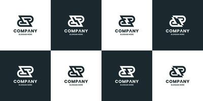 set of abstract letter R R logo illustration vector