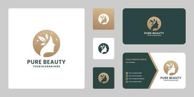 lujo naturaleza belleza logo diseño. mujer sueño logo para cosmético con negocio tarjeta vector
