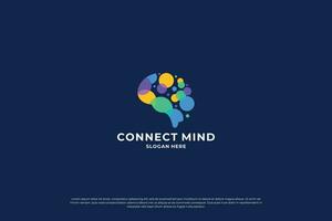 Colorful human brain connection logo design. Mind connection, smart man logo concept. vector