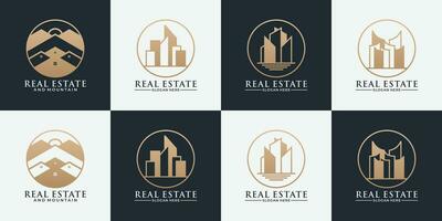 set design inspiration real estate, building with golden color vector