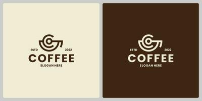 coffee cup with letter C  logo design retro style vector